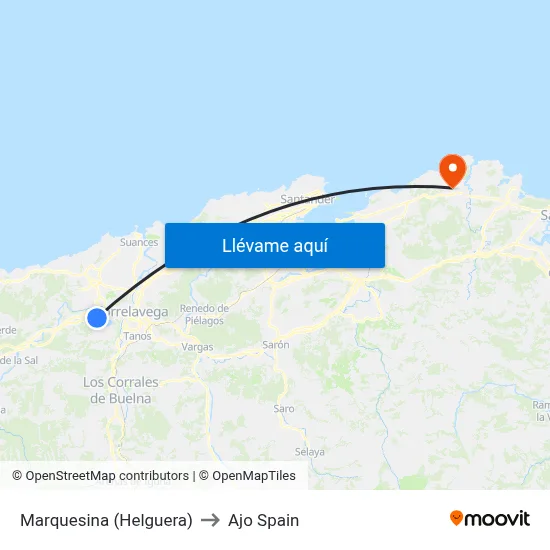 Marquesina (Helguera) to Ajo Spain map