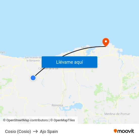 Cosio (Cosio) to Ajo Spain map