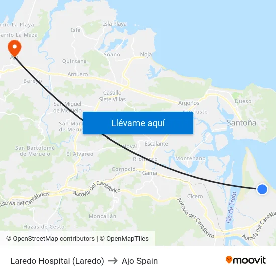 Laredo Hospital (Laredo) to Ajo Spain map