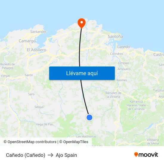 Cañedo (Cañedo) to Ajo Spain map