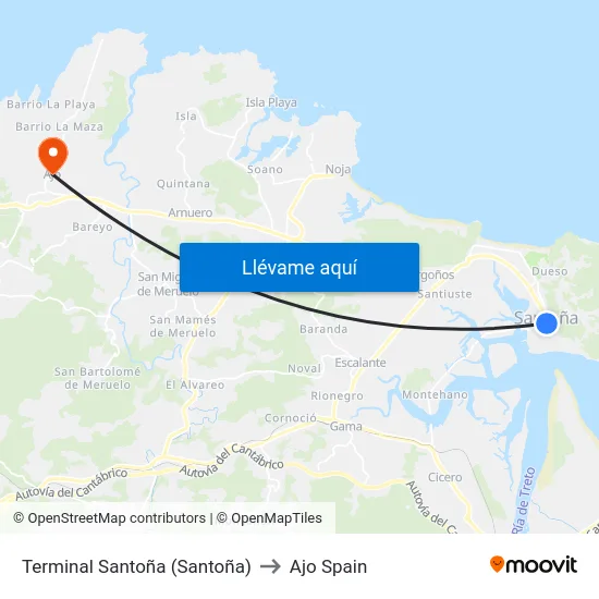 Terminal Santoña (Santoña) to Ajo Spain map