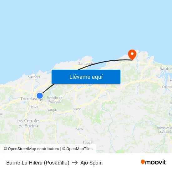 Barrio La Hilera (Posadillo) to Ajo Spain map