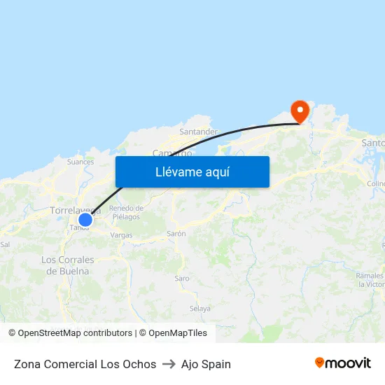 Zona Comercial Los Ochos to Ajo Spain map