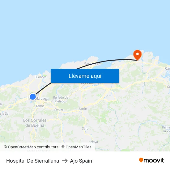 Hospital De Sierrallana to Ajo Spain map
