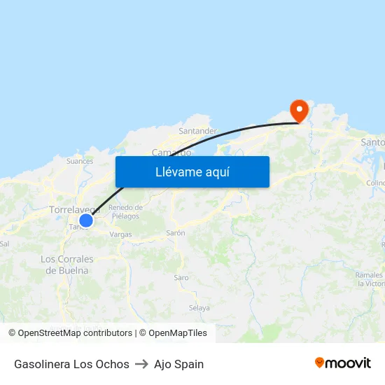 Gasolinera Los Ochos to Ajo Spain map