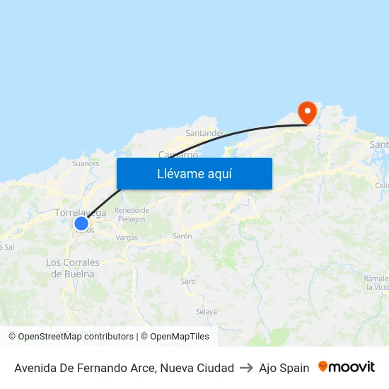 Avenida De Fernando Arce, Nueva Ciudad to Ajo Spain map