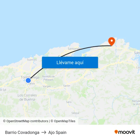 Barrio Covadonga to Ajo Spain map