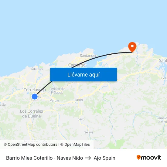 Barrio Mies Coterillo - Naves Nido to Ajo Spain map
