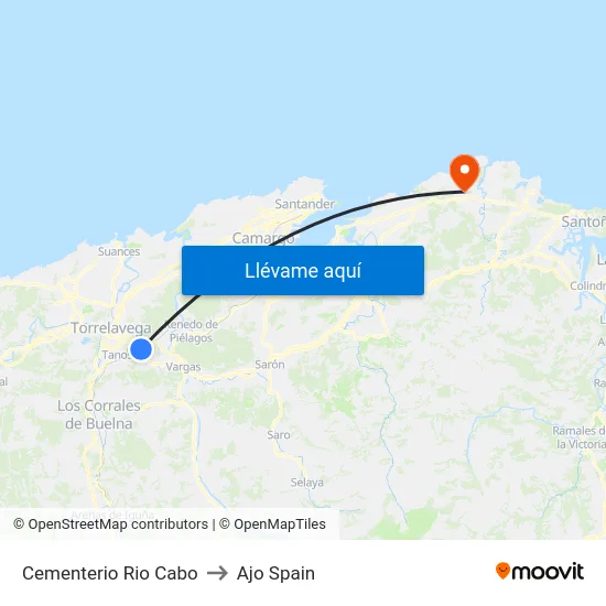 Cementerio Rio Cabo to Ajo Spain map