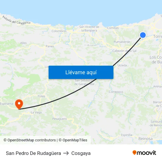 San Pedro De Rudagüera to Cosgaya map