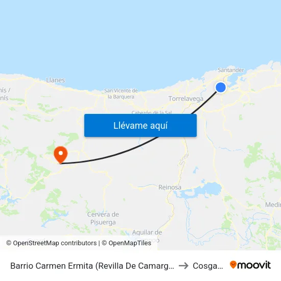 Barrio Carmen Ermita (Revilla De Camargo) to Cosgaya map