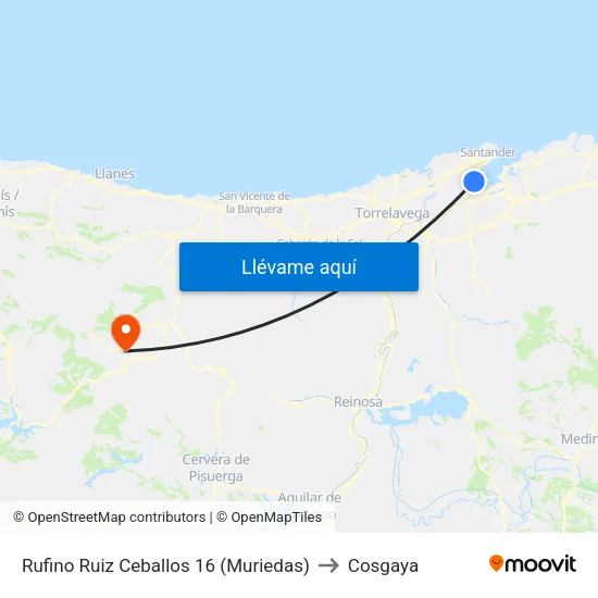 Rufino Ruiz Ceballos 16 (Muriedas) to Cosgaya map