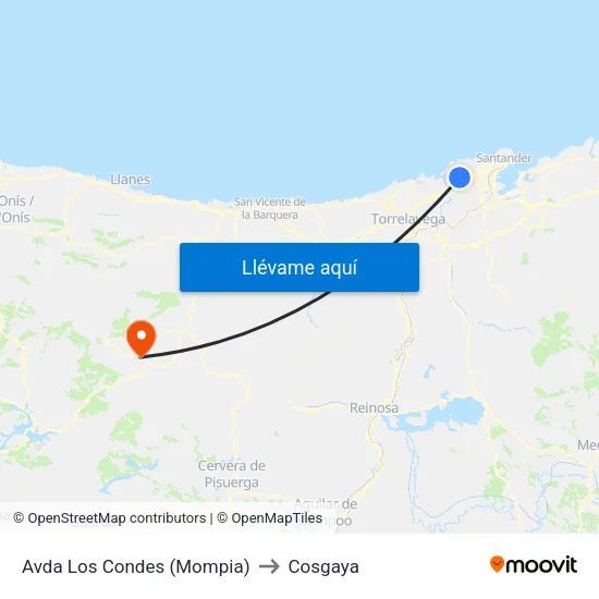 Avda Los Condes (Mompia) to Cosgaya map