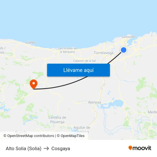Alto Solia (Solia) to Cosgaya map