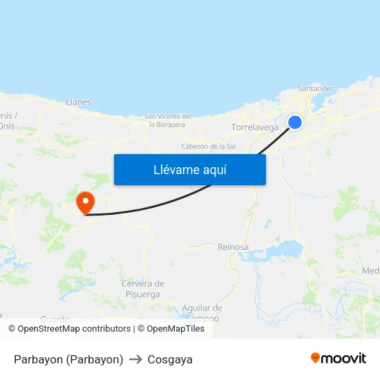 Parbayon (Parbayon) to Cosgaya map