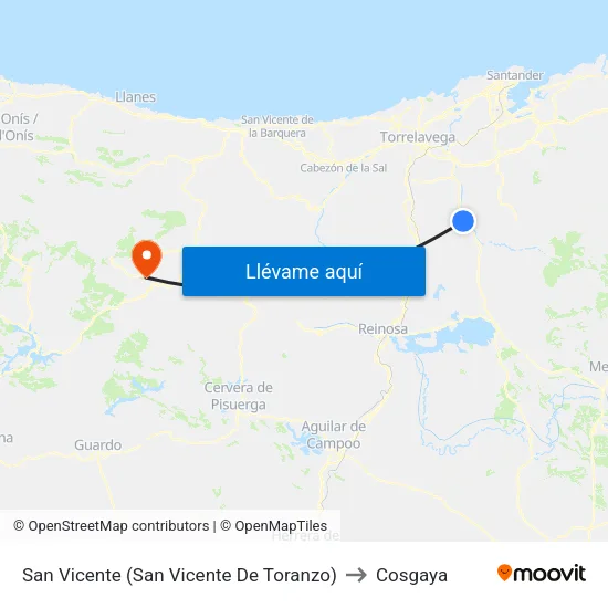 San Vicente (San Vicente De Toranzo) to Cosgaya map