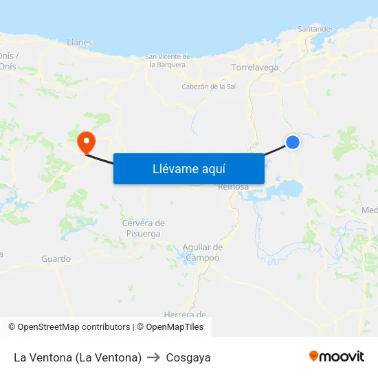 La Ventona (La Ventona) to Cosgaya map