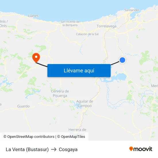 La Venta (Bustasur) to Cosgaya map