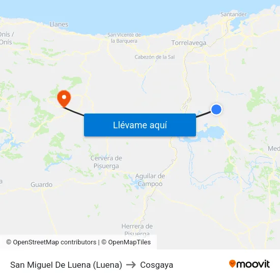 San Miguel De Luena (Luena) to Cosgaya map