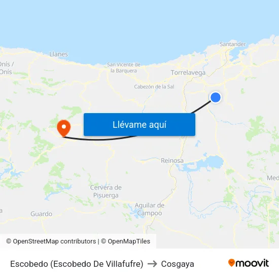 Escobedo (Escobedo De Villafufre) to Cosgaya map