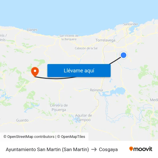 Ayuntamiento San Martin (San Martin) to Cosgaya map