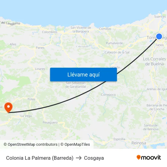Colonia La Palmera (Barreda) to Cosgaya map