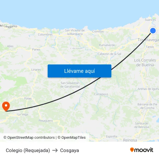 Colegio (Requejada) to Cosgaya map