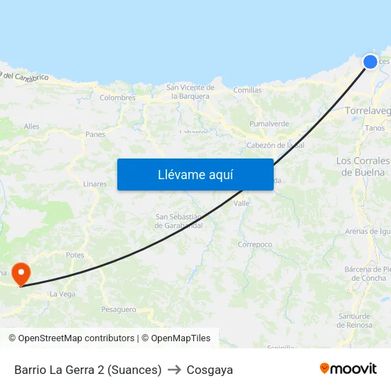 Barrio La Gerra 2 (Suances) to Cosgaya map