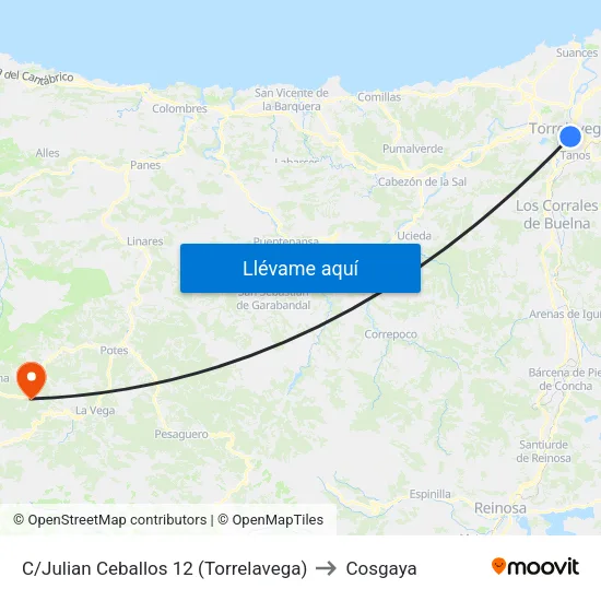 C/Julian Ceballos 12 (Torrelavega) to Cosgaya map