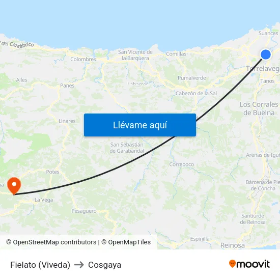 Fielato (Viveda) to Cosgaya map