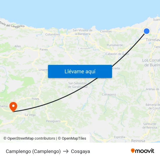 Camplengo (Camplengo) to Cosgaya map