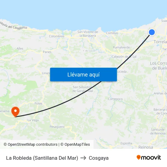 La Robleda (Santillana Del Mar) to Cosgaya map