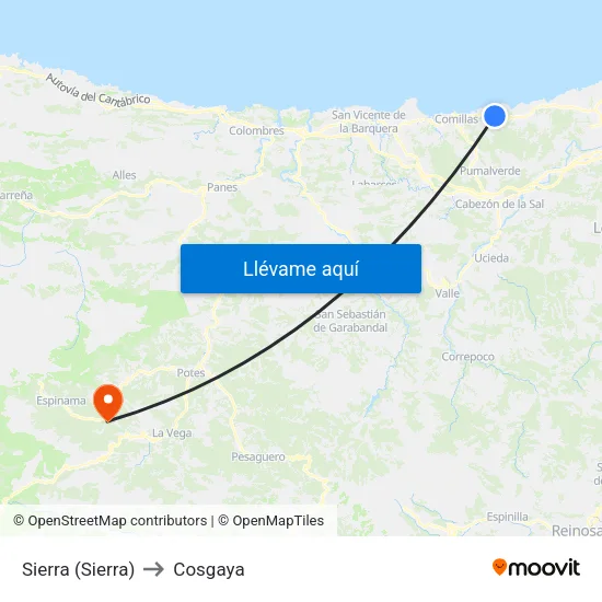Sierra (Sierra) to Cosgaya map