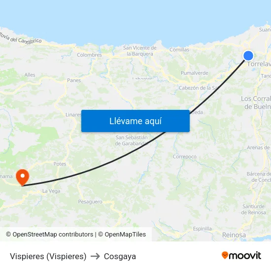 Vispieres (Vispieres) to Cosgaya map