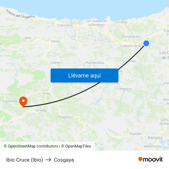 Ibio Cruce (Ibio) to Cosgaya map