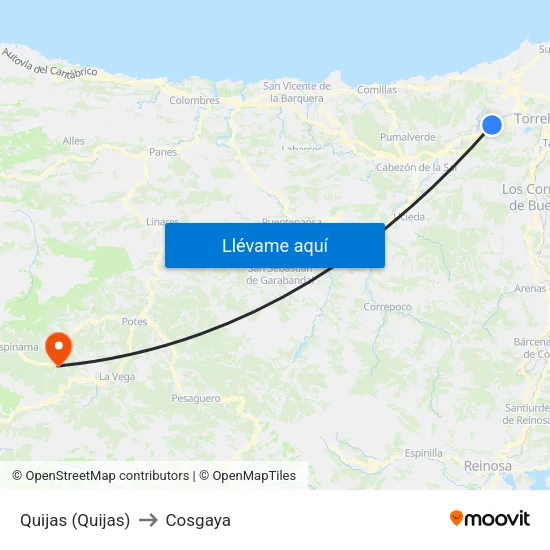 Quijas (Quijas) to Cosgaya map