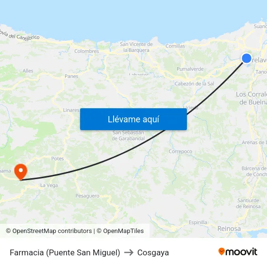 Farmacia (Puente San Miguel) to Cosgaya map