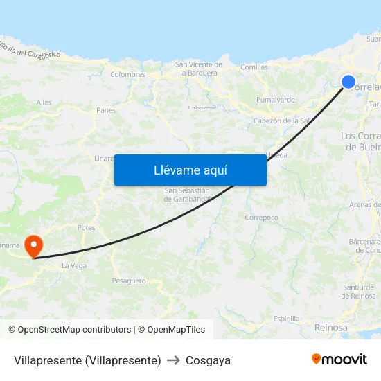 Villapresente (Villapresente) to Cosgaya map