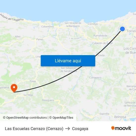 Las Escuelas Cerrazo (Cerrazo) to Cosgaya map