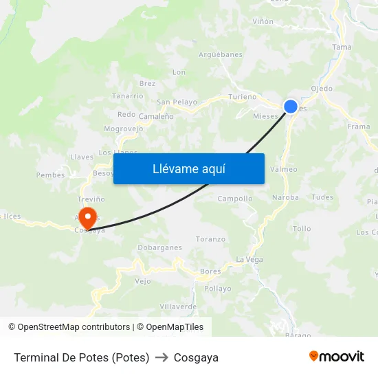 Terminal De Potes (Potes) to Cosgaya map