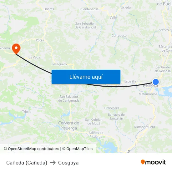 Cañeda (Cañeda) to Cosgaya map