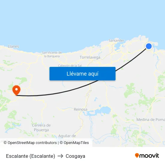 Escalante (Escalante) to Cosgaya map