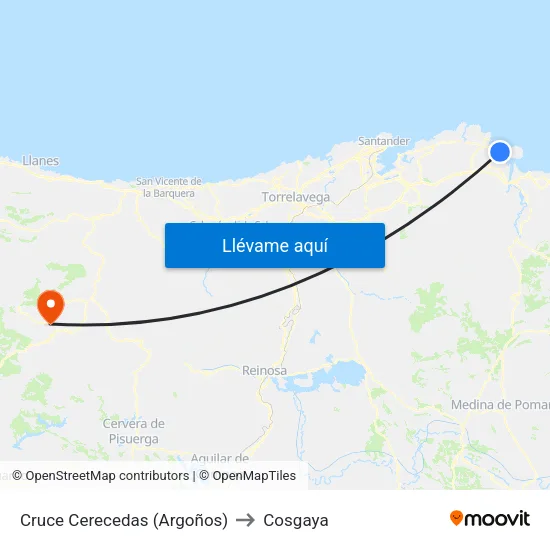 Cruce Cerecedas (Argoños) to Cosgaya map