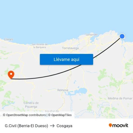 G.Civil (Berria-El Dueso) to Cosgaya map