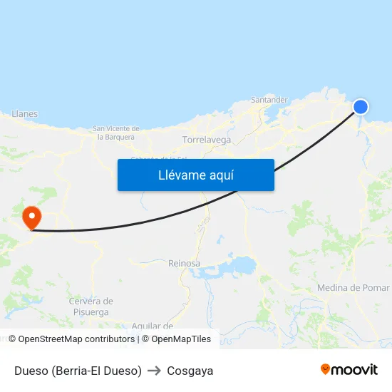 Dueso (Berria-El Dueso) to Cosgaya map