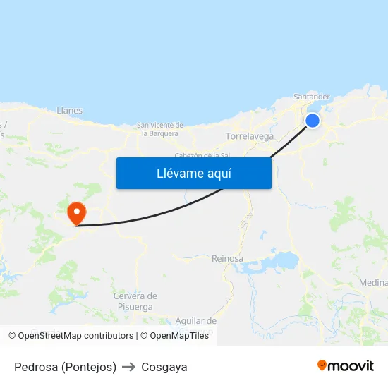 Pedrosa (Pontejos) to Cosgaya map