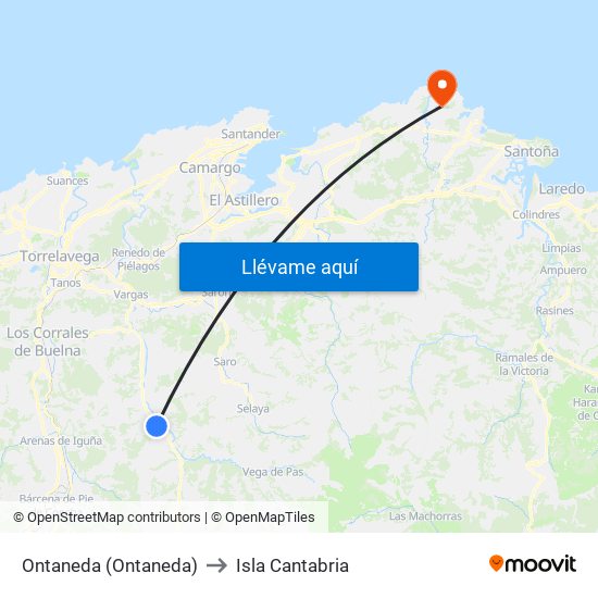 Ontaneda (Ontaneda) to Isla Cantabria map