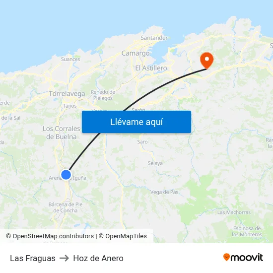 Las Fraguas to Hoz de Anero map