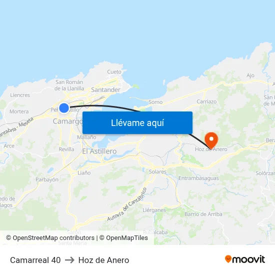 Camarreal 40 to Hoz de Anero map