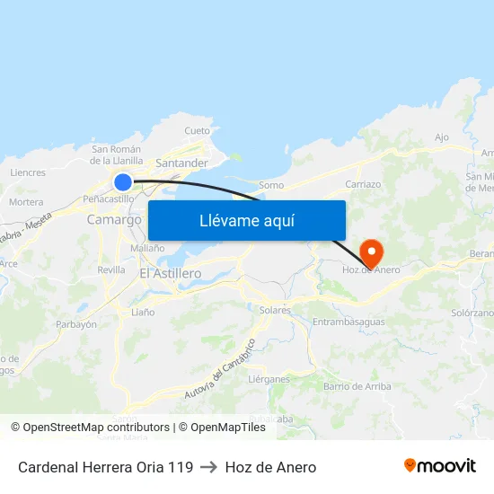 Cardenal Herrera Oria 119 to Hoz de Anero map